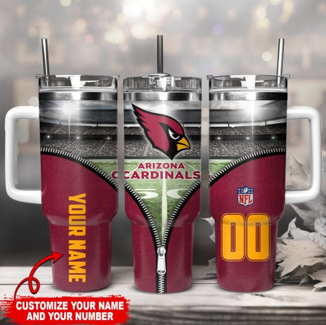 Arizona Cardinals Nfl Custom Stanley Quencher 40Oz Stainless Steel Tumbler With Handle
