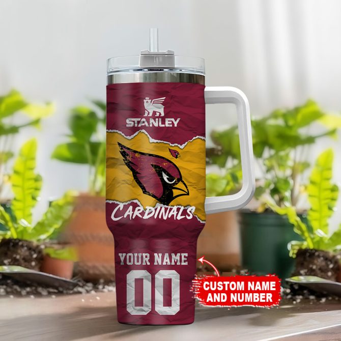 Arizona Cardinals Nfl Custom Stanley Quencher 40Oz Stainless Steel Tumbler With Handle - Image 2