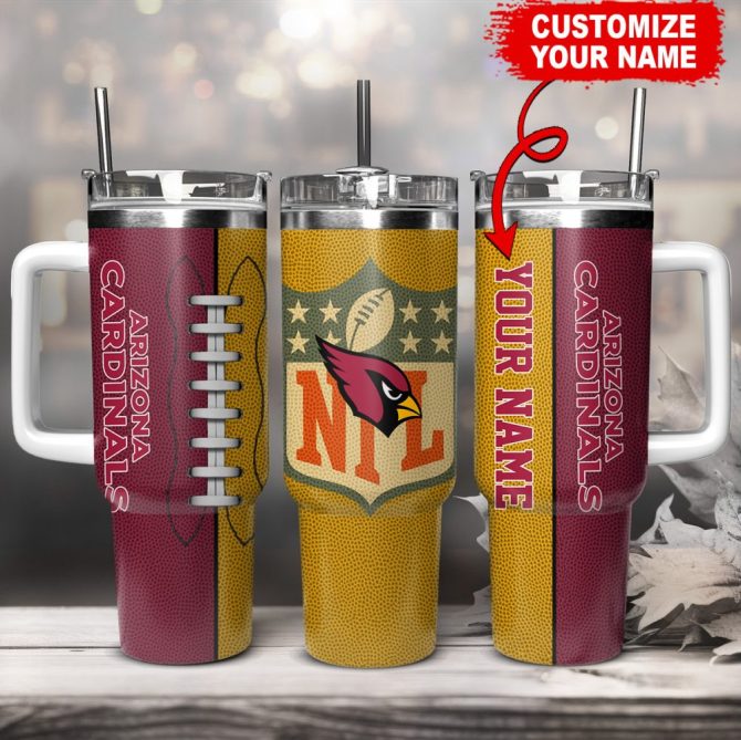 Arizona Cardinals Nfl Custom Stanley Quencher 40Oz Stainless Steel Tumbler With Handle