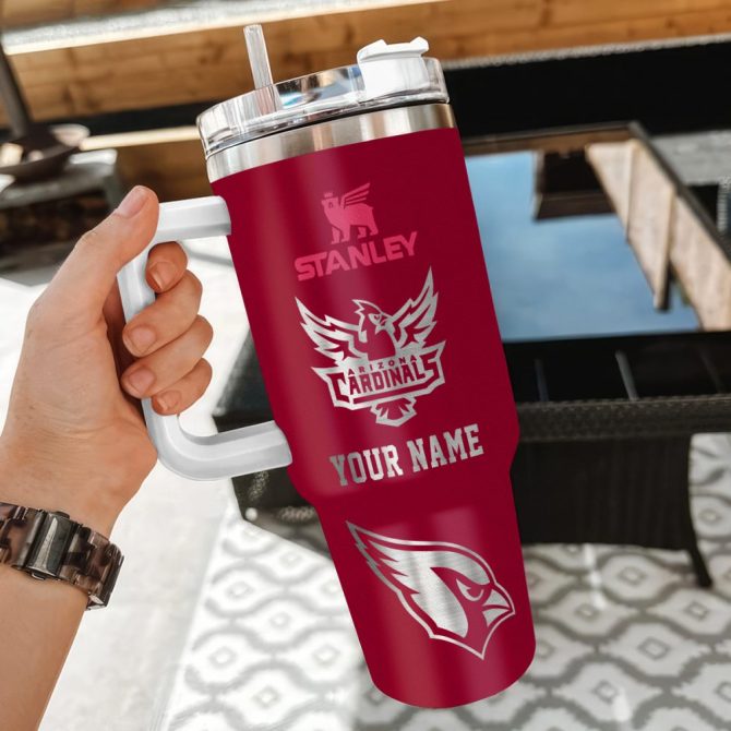 Arizona Cardinals Nfl Custom Stanley Quencher 40Oz Stainless Steel Tumbler With Handle - Image 3