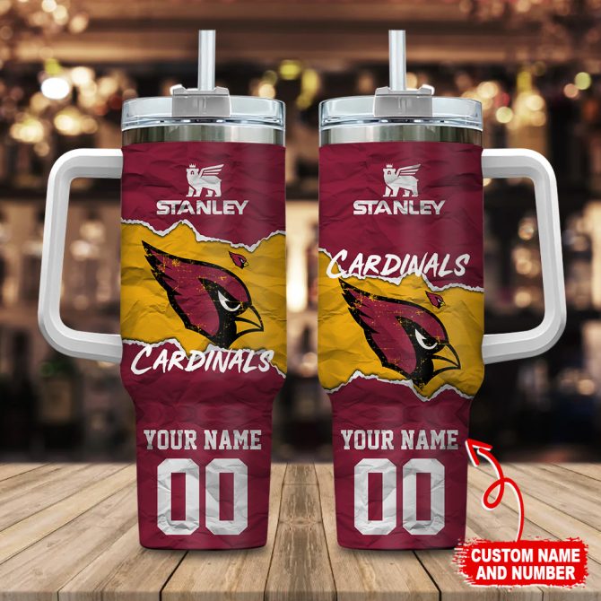 Arizona Cardinals Nfl Custom Stanley Quencher 40Oz Stainless Steel Tumbler With Handle