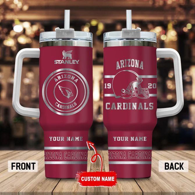 Arizona Cardinals Nfl Custom Stanley Quencher 40Oz Stainless Steel Tumbler With Handle