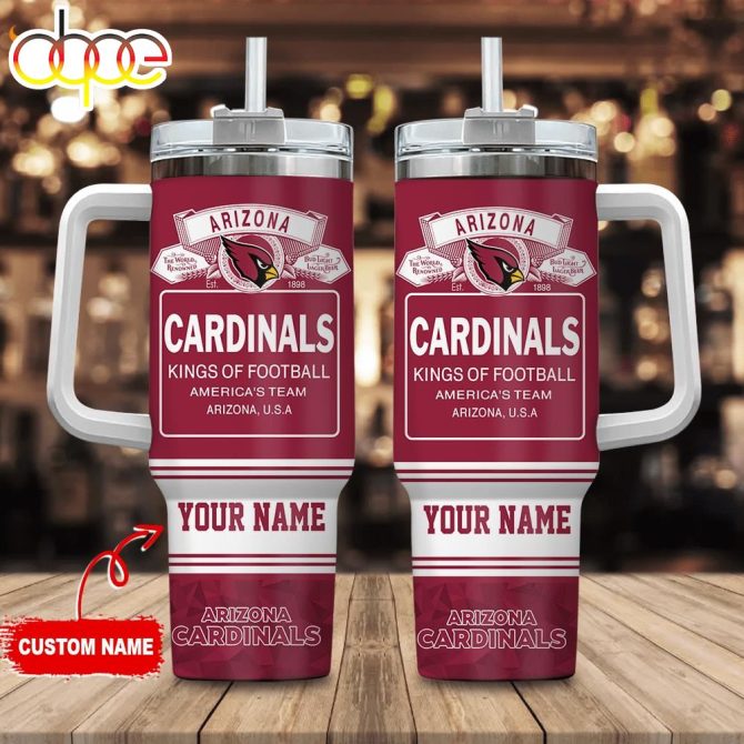 Arizona Cardinals Nfl Custom Stanley Quencher 40Oz Stainless Steel Tumbler With Handle