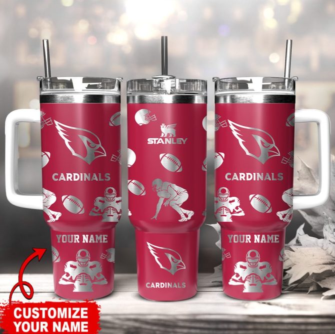 Arizona Cardinals Nfl Custom Stanley Quencher 40Oz Stainless Steel Tumbler With Handle