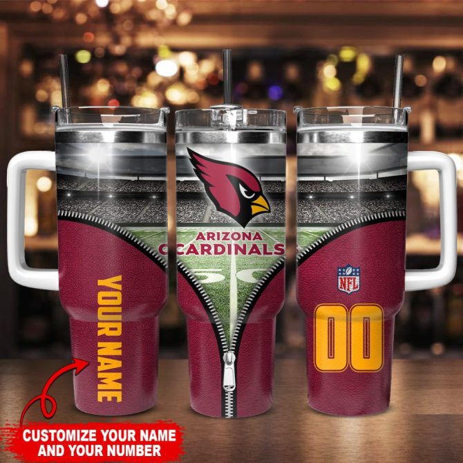 Arizona Cardinals Nfl Custom Stanley Quencher 40Oz Stainless Steel Tumbler With Handle - Image 2