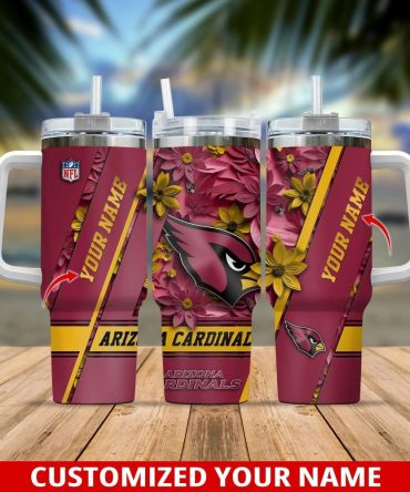 Arizona Cardinals Nfl Custom Stanley Quencher 40Oz Stainless Steel Tumbler With Handle