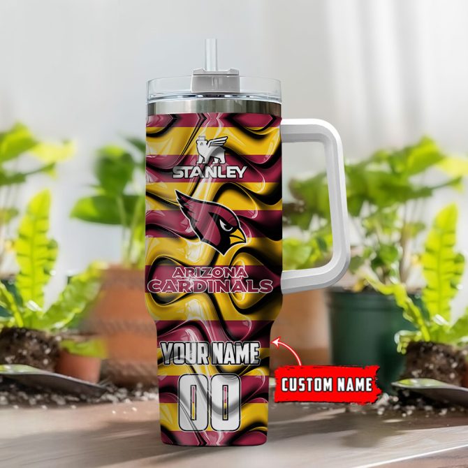 Arizona Cardinals Nfl Custom Stanley Quencher 40Oz Stainless Steel Tumbler With Handle - Image 2