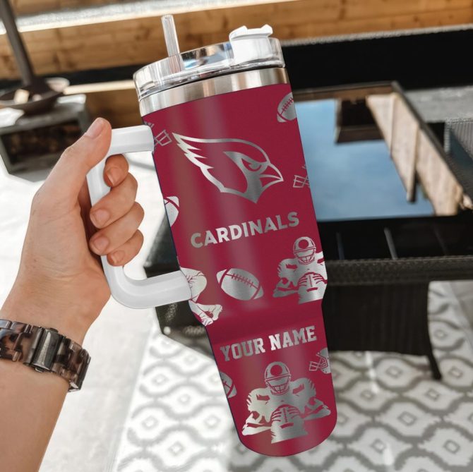 Arizona Cardinals Nfl Custom Stanley Quencher 40Oz Stainless Steel Tumbler With Handle - Image 2