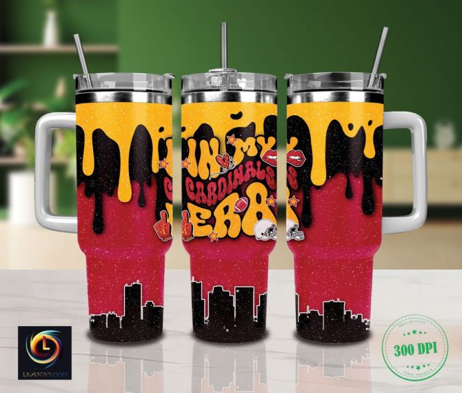 Arizona Cardinals Nfl Glitter Custom Stanley Quencher 40Oz Stainless Steel Tumbler With Handle