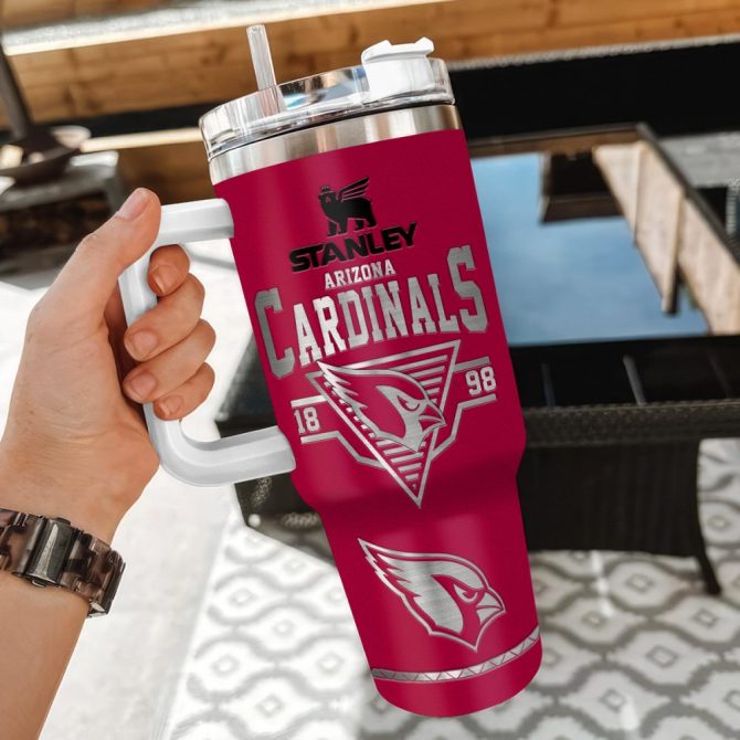 Arizona Cardinals Nfl Custom Stanley Quencher 40Oz Stainless Steel Tumbler With Handle - Image 3