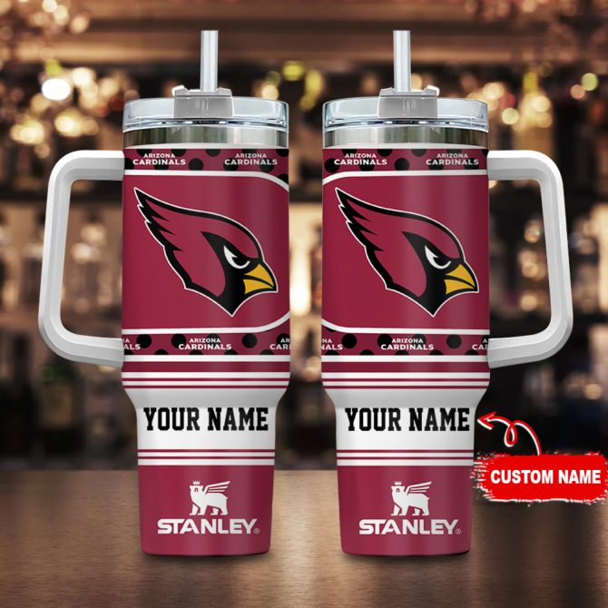 Arizona Cardinals Nfl Custom Stanley Quencher 40Oz Stainless Steel Tumbler With Handle