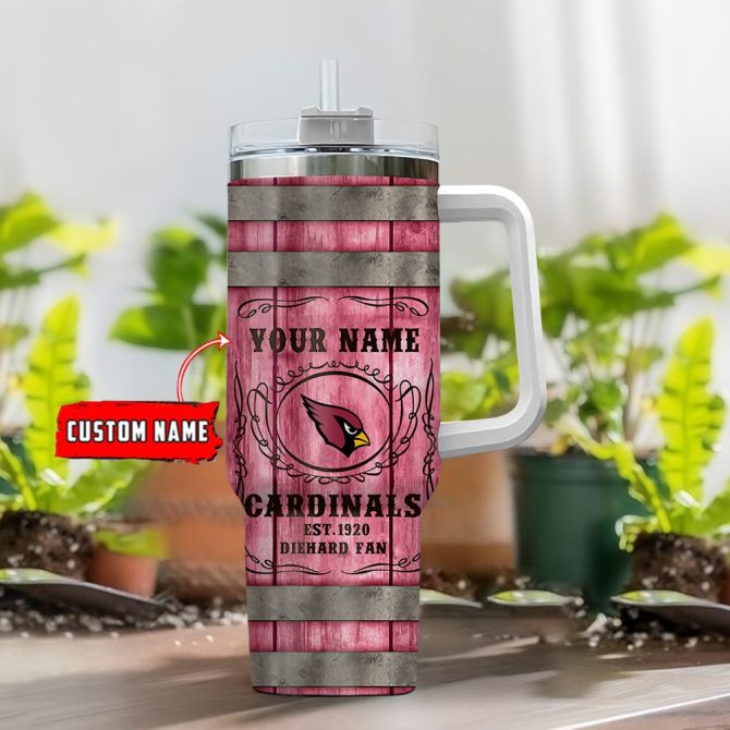 Arizona Cardinals Nfl Diehard Fan Custom Stanley Quencher 40Oz Stainless Steel Tumbler With Handle - Image 4