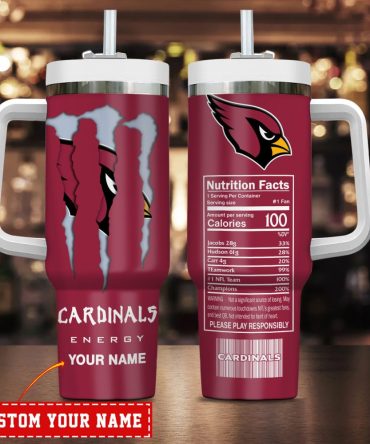 Arizona Cardinals Nfl Energy Nutrition Facts Custom Stanley Quencher 40Oz Stainless Steel Tumbler With Handle