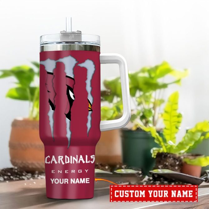 Arizona Cardinals Nfl Energy Nutrition Facts Custom Stanley Quencher 40Oz Stainless Steel Tumbler With Handle - Image 2