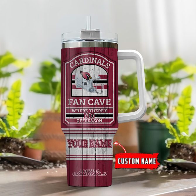 Arizona Cardinals Nfl Fan Cave Custom Stanley Quencher 40Oz Stainless Steel Tumbler With Handle - Image 2