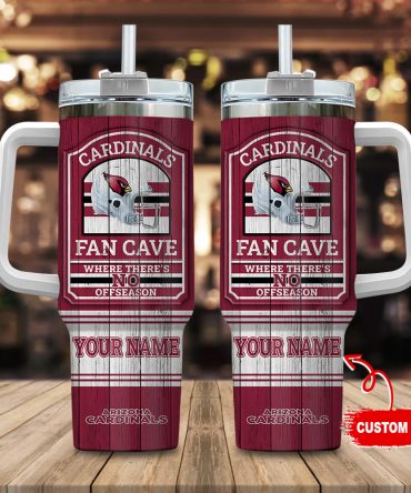 Arizona Cardinals Nfl Fan Cave Custom Stanley Quencher 40Oz Stainless Steel Tumbler With Handle