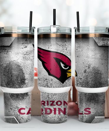Arizona Cardinals Nfl Fingerprint Effect Custom Stanley Quencher 40Oz Stainless Steel Tumbler With Handle