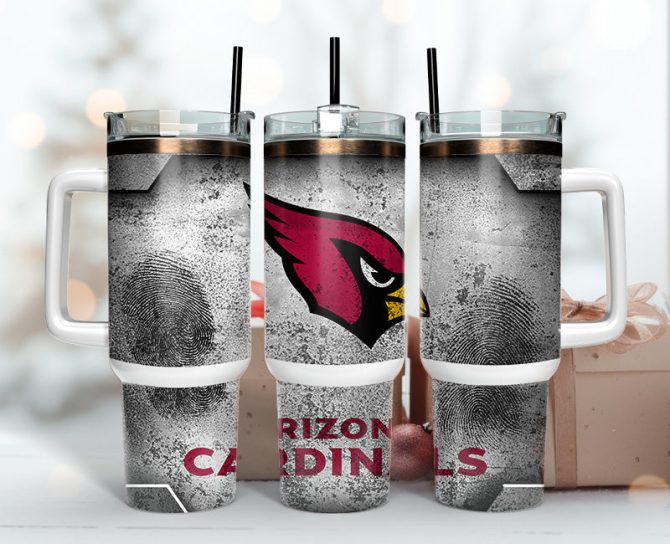 Arizona Cardinals Nfl Fingerprint Effect Custom Stanley Quencher 40Oz Stainless Steel Tumbler With Handle