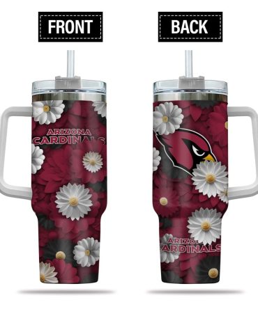 Arizona Cardinals Nfl Flowers Custom Stanley Quencher 40Oz Stainless Steel Tumbler With Handle