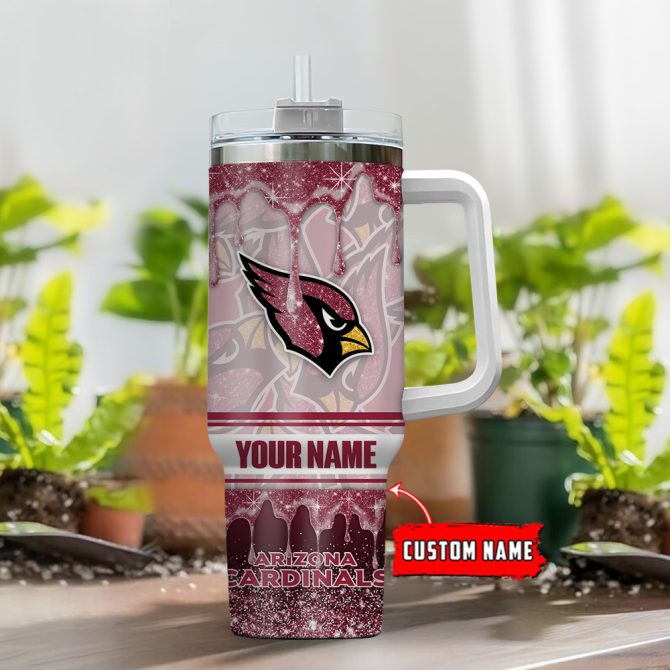 Arizona Cardinals Nfl Glitter Custom Stanley Quencher 40Oz Stainless Steel Tumbler With Handle - Image 2