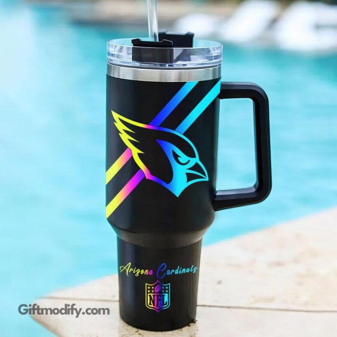 Arizona Cardinals Nfl Hologram Logo Custom Stanley Quencher 40Oz Stainless Steel Tumbler With Handle - Image 2