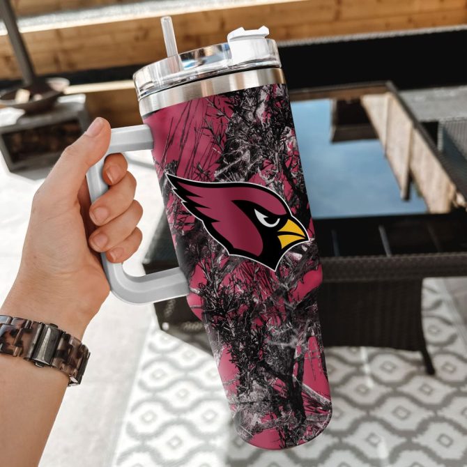 Arizona Cardinals Nfl Hunting Custom Stanley Quencher 40Oz Stainless Steel Tumbler With Handle - Image 2