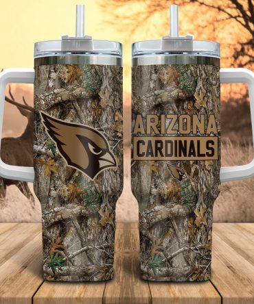 Arizona Cardinals Nfl Hunting Realtree Custom Stanley Quencher 40Oz Stainless Steel Tumbler With Handle