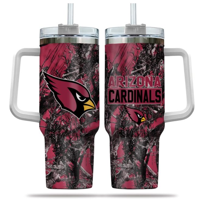 Arizona Cardinals Nfl Hunting Custom Stanley Quencher 40Oz Stainless Steel Tumbler With Handle