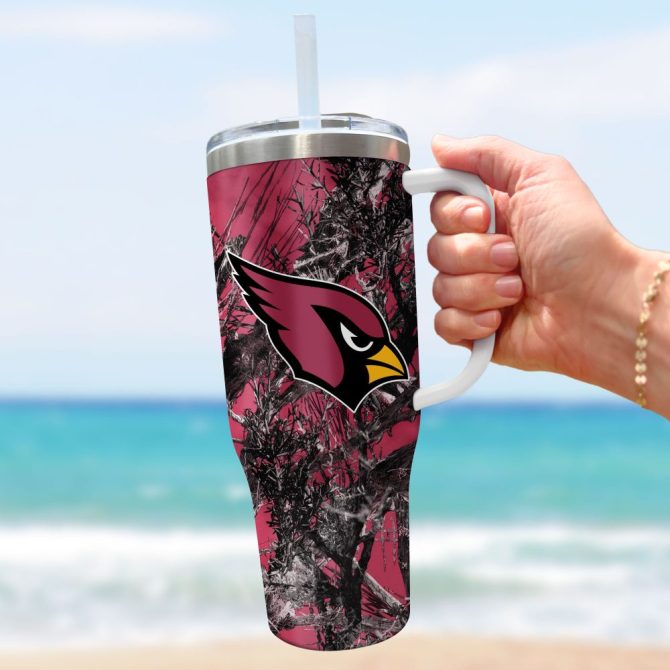 Arizona Cardinals Nfl Hunting Custom Stanley Quencher 40Oz Stainless Steel Tumbler With Handle - Image 3