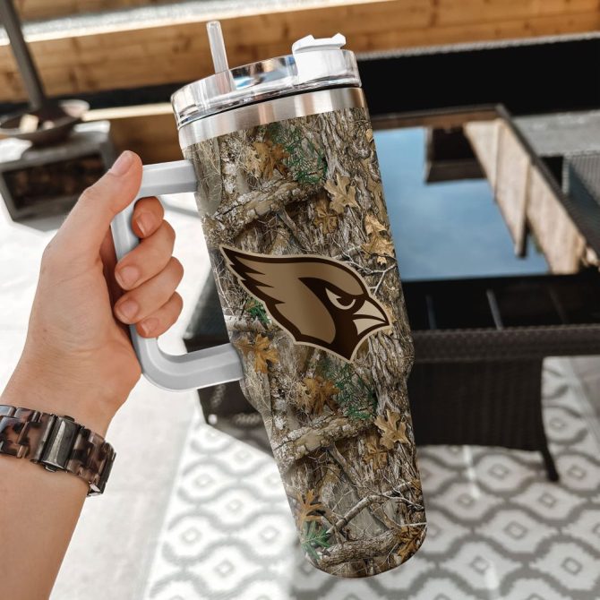 Arizona Cardinals Nfl Hunting Realtree Custom Stanley Quencher 40Oz Stainless Steel Tumbler With Handle - Image 2
