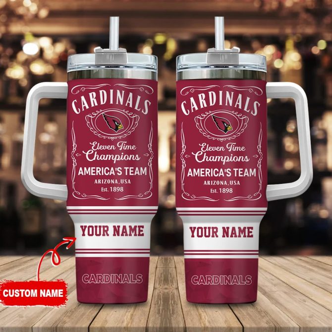 Arizona Cardinals Nfl Custom Stanley Quencher 40Oz Stainless Steel Tumbler With Handle
