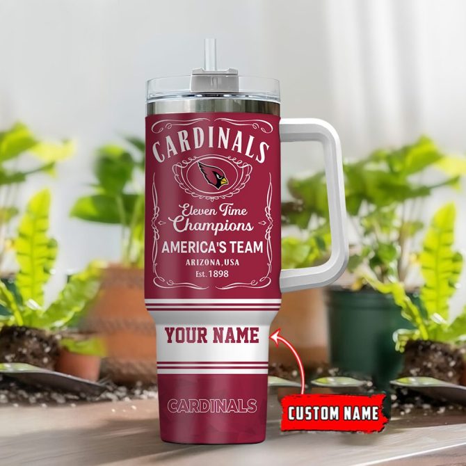 Arizona Cardinals Nfl Custom Stanley Quencher 40Oz Stainless Steel Tumbler With Handle - Image 2