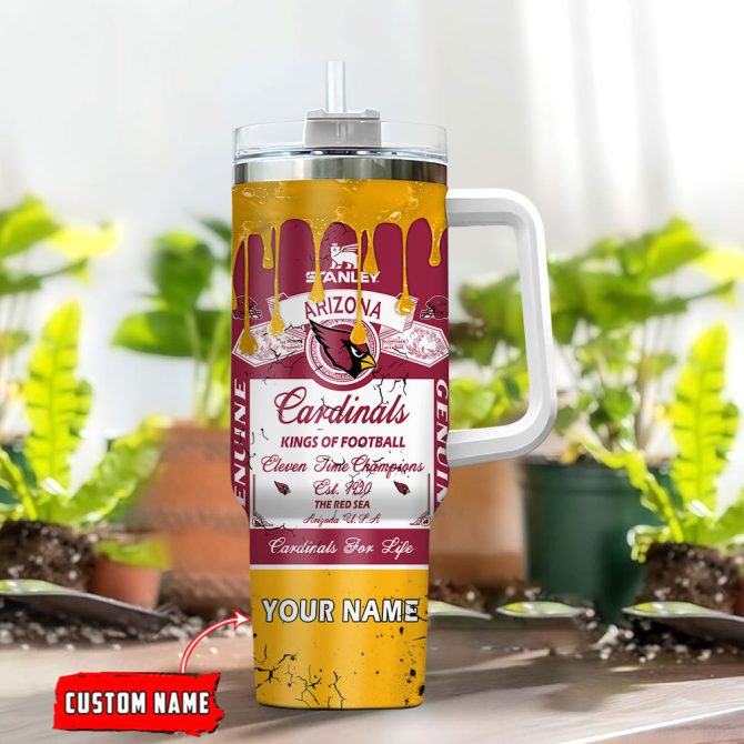 Arizona Cardinals Nfl Kings Of Football Custom Stanley Quencher 40Oz Stainless Steel Tumbler With Handle - Image 2