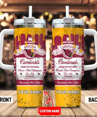 Arizona Cardinals Nfl Kings Of Football Custom Stanley Quencher 40Oz Stainless Steel Tumbler With Handle