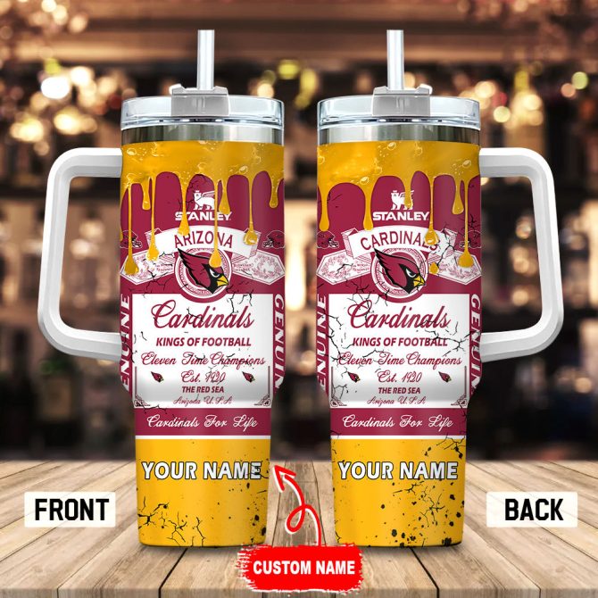 Arizona Cardinals Nfl Kings Of Football Custom Stanley Quencher 40Oz Stainless Steel Tumbler With Handle