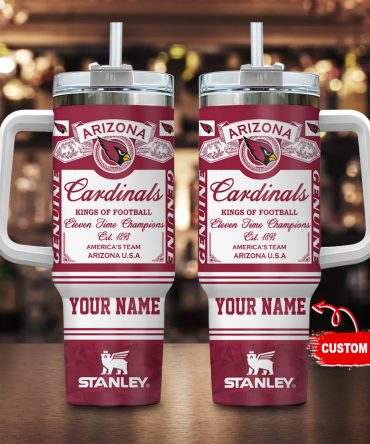 Arizona Cardinals Nfl Kings Of Football Custom Stanley Quencher 40Oz Stainless Steel Tumbler With Handle