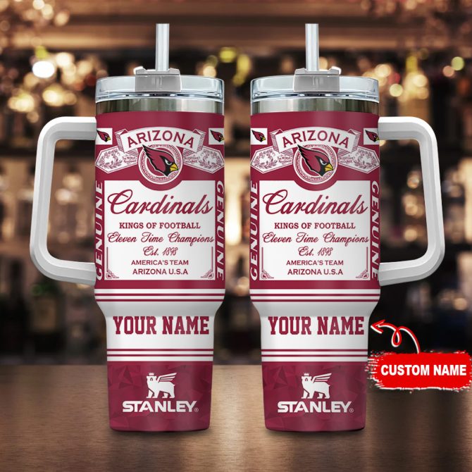 Arizona Cardinals Nfl Kings Of Football Custom Stanley Quencher 40Oz Stainless Steel Tumbler With Handle