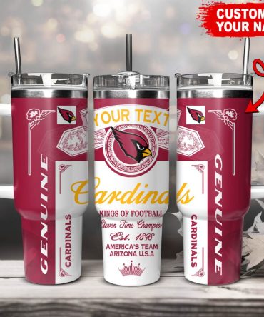 Arizona Cardinals Nfl Kings Of Football Custom Stanley Quencher 40Oz Stainless Steel Tumbler With Handle
