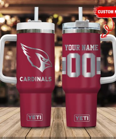 Arizona Cardinals Nfl Laser Engraved Effect Custom Stanley Quencher 40Oz Stainless Steel Tumbler With Handle