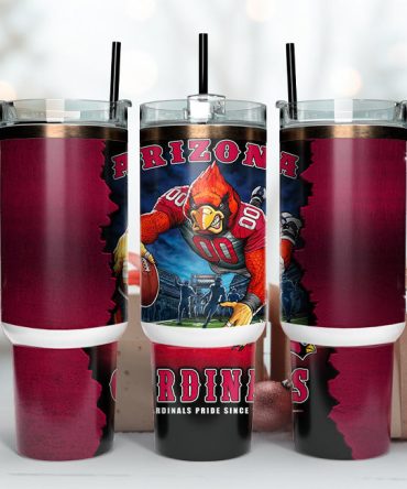 Arizona Cardinals Nfl Mascot Custom Stanley Quencher 40Oz Stainless Steel Tumbler With Handle