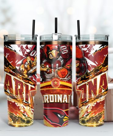 Arizona Cardinals Nfl Mascot Custom Stanley Quencher 40Oz Stainless Steel Tumbler With Handle