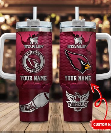 Arizona Cardinals Nfl Metal Style Custom Stanley Quencher 40Oz Stainless Steel Tumbler With Handle