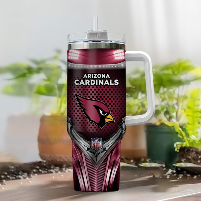 Arizona Cardinals Nfl Nutrition Facts Custom Stanley Quencher 40Oz Stainless Steel Tumbler With Handle - Image 2