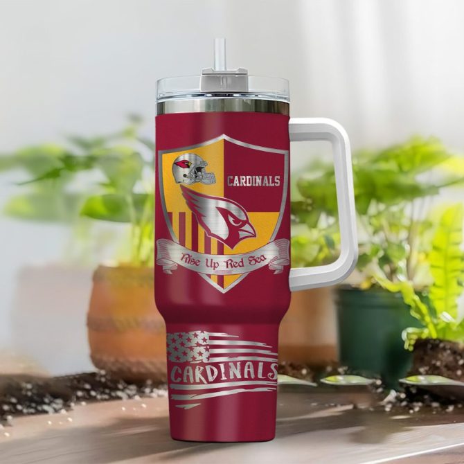 Arizona Cardinals Nfl Silver Logo Custom Stanley Quencher 40Oz Stainless Steel Tumbler With Handle - Image 2
