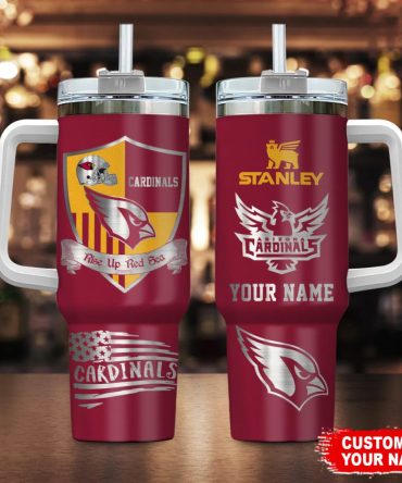 Arizona Cardinals Nfl Silver Logo Custom Stanley Quencher 40Oz Stainless Steel Tumbler With Handle