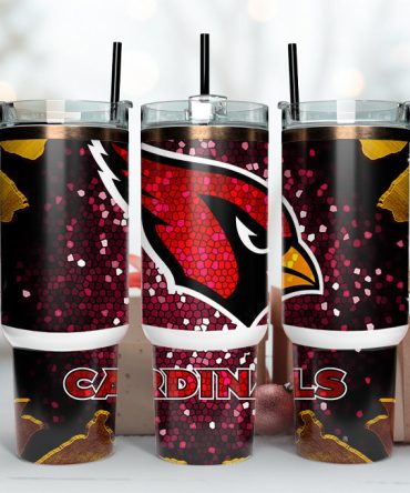 Arizona Cardinals Nfl Stained Glass Effect Custom Stanley Quencher 40Oz Stainless Steel Tumbler With Handle