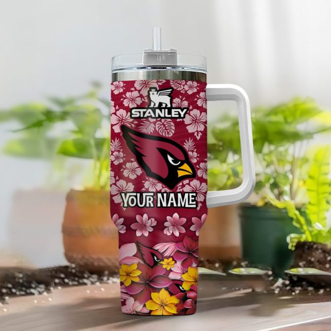 Arizona Cardinals Nfl Tropical Floral Custom Stanley Quencher 40Oz Stainless Steel - Image 2