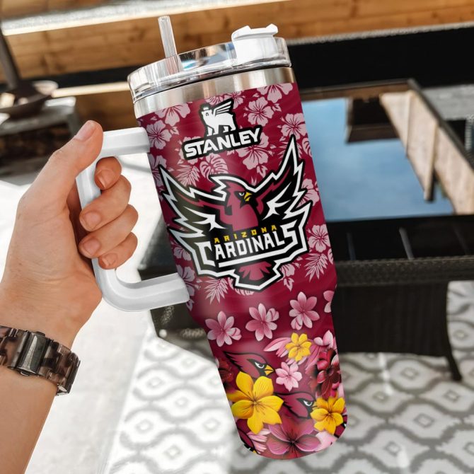 Arizona Cardinals Nfl Tropical Floral Custom Stanley Quencher 40Oz Stainless Steel - Image 3