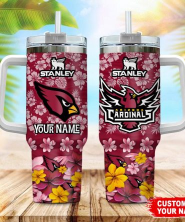 Arizona Cardinals Nfl Tropical Floral Custom Stanley Quencher 40Oz Stainless Steel