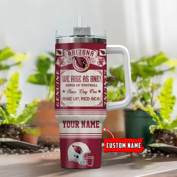 Arizona Cardinals Nfl Vintage Kings Of Football Custom Stanley Quencher 40Oz Stainless Steel Tumbler With Handle - Image 2